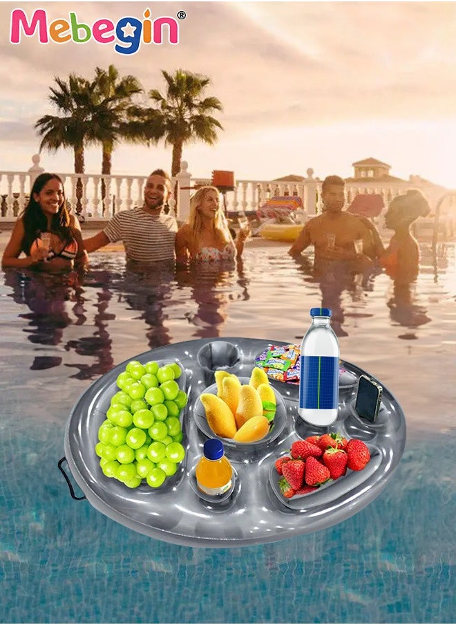 MEBEGIN 70*50cm Inflatable Drink Holder, Multifunctional Round Drink Floats for Swimming Pool, Drink Pool Floats with 8 Holes, Creative Pool Toys, PVC Inflatable Tray Water Supplies, Multifunctional Floating Drink Holder for Summer Beach Leisure and Party Decoration  - Image 5