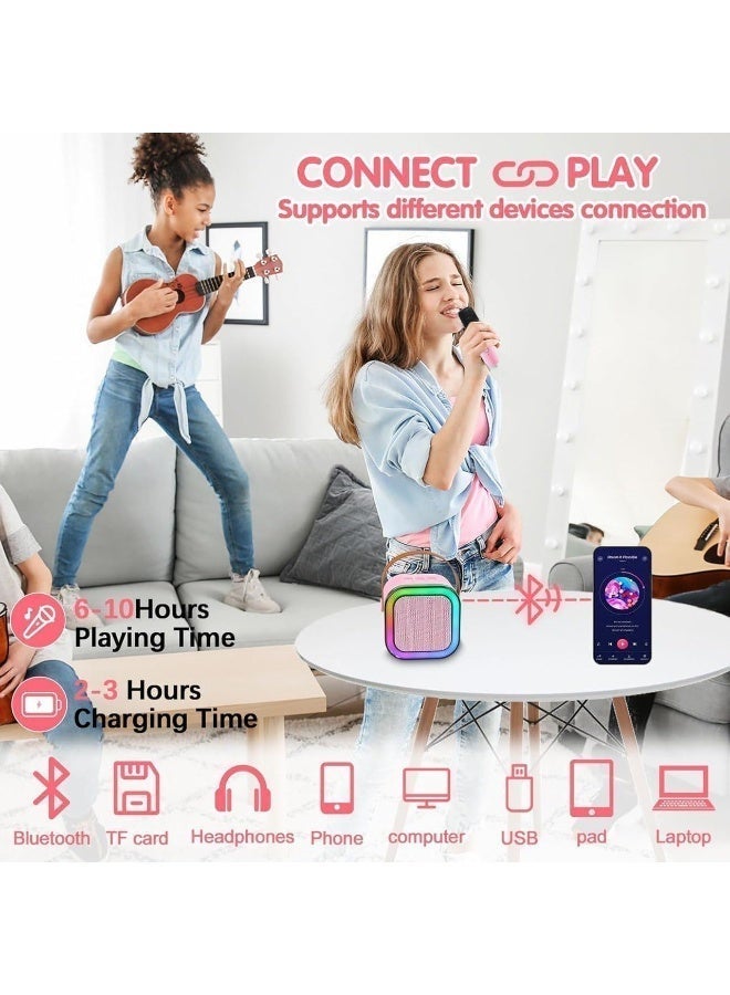 Karaoke Machine – Mini Portable Karaoke System with 1 Wireless Microphone | Fun Singing Experience for Kids & Adults, Perfect for Birthdays & Family Parties, Compact Design with Clear Sound – Pink Edition - Image 3