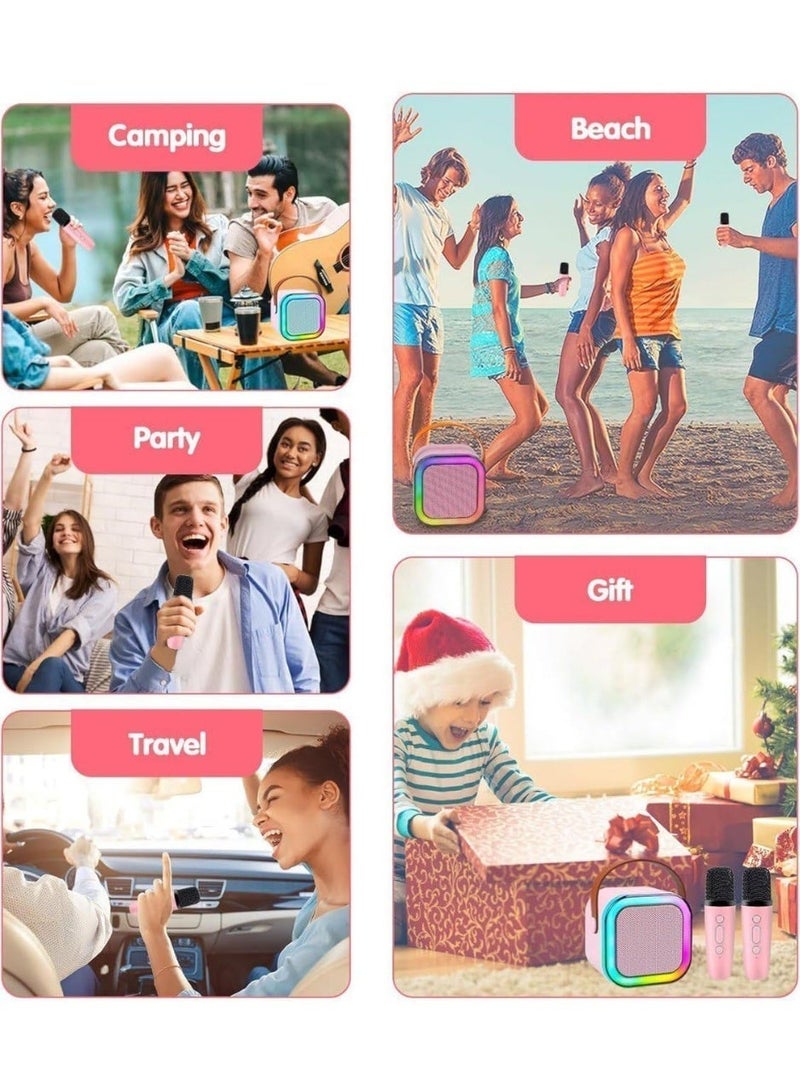 Karaoke Machine – Mini Portable Karaoke System with 1 Wireless Microphone | Fun Singing Experience for Kids & Adults, Perfect for Birthdays & Family Parties, Compact Design with Clear Sound – Pink Edition - Image 2