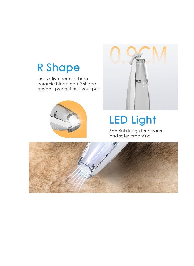 Generic - Dog Paw Trimmer, Electric Dog Grooming Clippers, with Vacuum and LED Light, Pet Hair Cordless Clippers Professional Grooming Kit, for Trimming Dogs Cats Hair Around Paws, Eyes, Ears, Face, Rump - Image 1