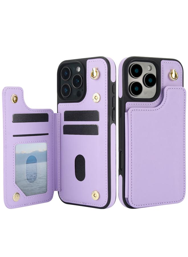 Zaboon Case For iPhone 13 Pro Max Crossbody Dual-Buckle Wallet Back Leather Phone Case - Image 2