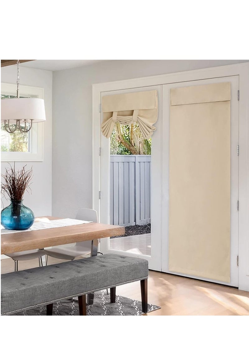 ستارة باب مانعة للضوء، ستائر فيلكرو ذاتية اللصق غير قابلة للثقب، ستائر خصوصية للباب الفرنسي، ظلال أنيقة معزولة حرارياً لغرفة النوم (بيج 26 بوصة عرضًا × 80 بوصة طولاً) - Image 3