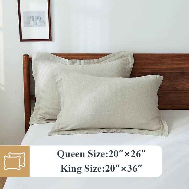 Simple&Opulence 100% Belgian Linen Pillow Shams -Set Of 2  King Size - Basic Style Breathable Pure Linen Suitable For Home - Soft And Durable With Envelope Closure Pillowcases (20''X 36''  Linen) - Image 5