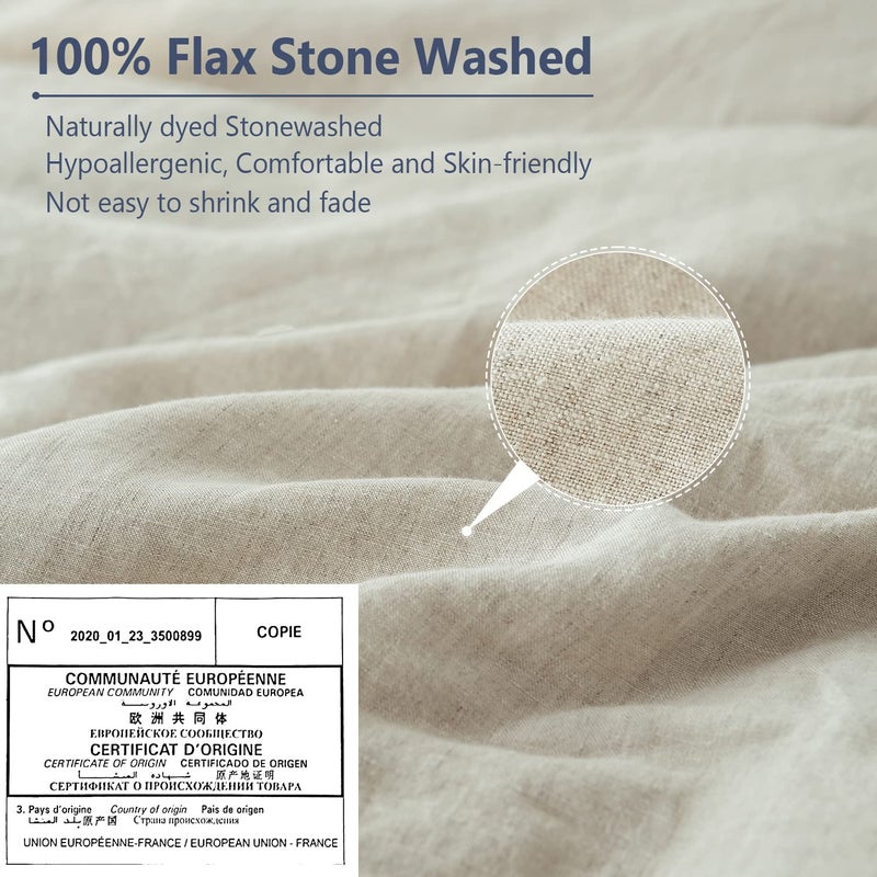 Simple&Opulence 100% Belgian Linen Pillow Shams -Set Of 2  King Size - Basic Style Breathable Pure Linen Suitable For Home - Soft And Durable With Envelope Closure Pillowcases (20''X 36''  Linen) - Image 3