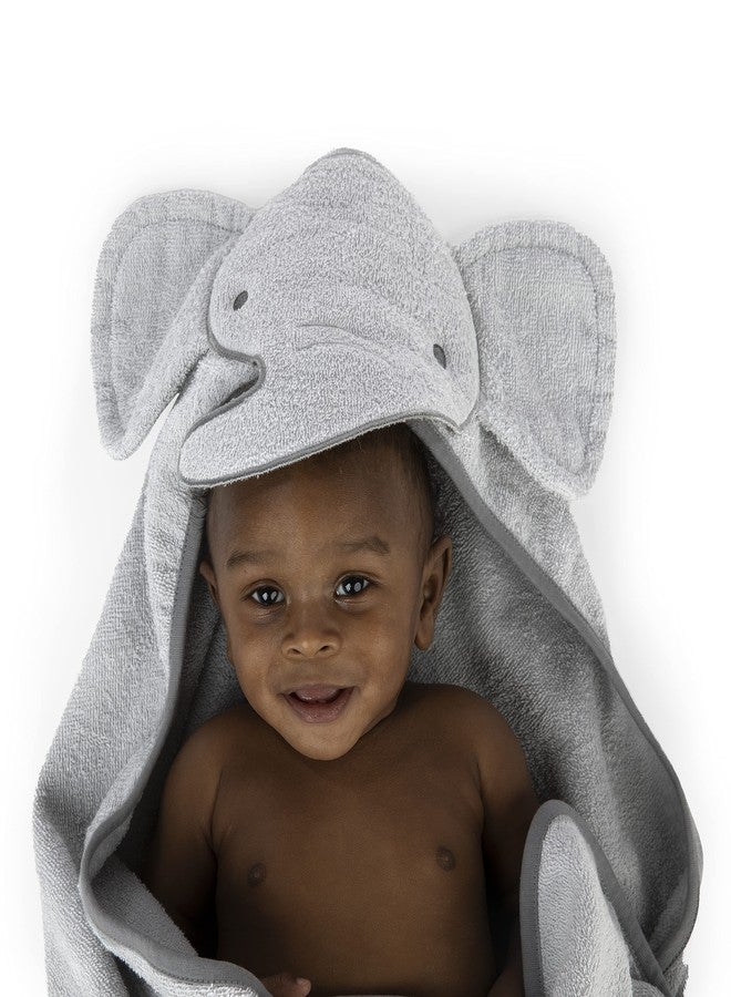 Ingenuity Clean & Cuddly Hooded Baby Elephant Bath Animal Towel - Perfect Shower Gift - Grazer - Image 2