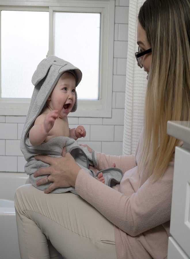 Ingenuity Clean & Cuddly Hooded Baby Elephant Bath Animal Towel - Perfect Shower Gift - Grazer - Image 4