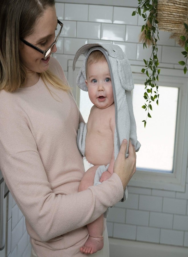 Ingenuity Clean & Cuddly Hooded Baby Elephant Bath Animal Towel - Perfect Shower Gift - Grazer - Image 5