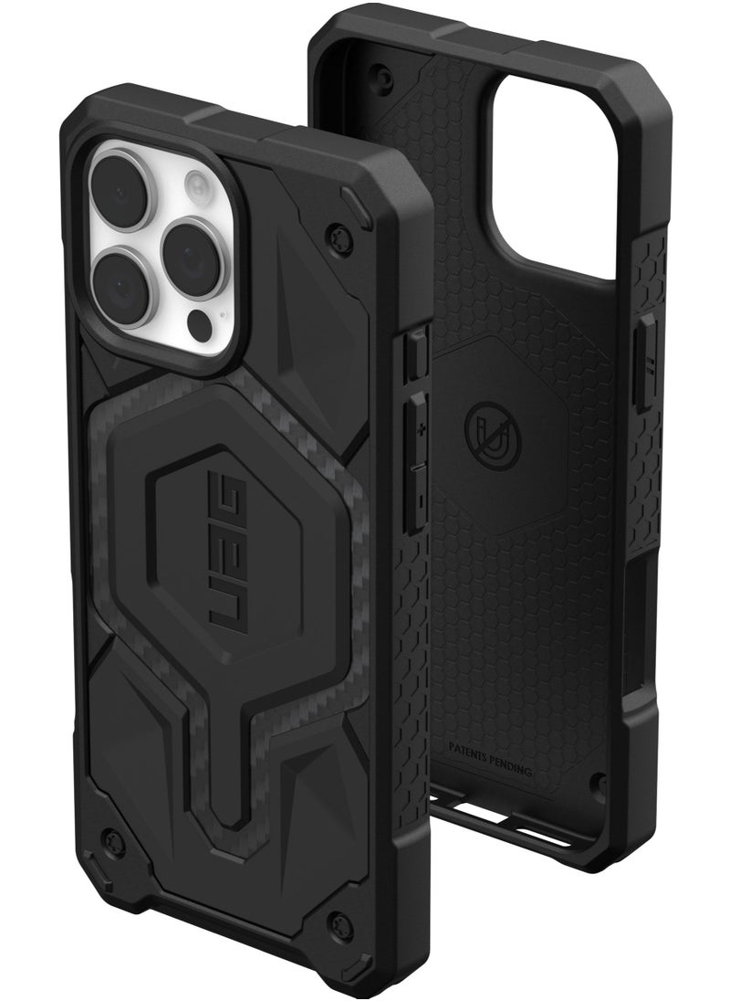 Urban Armor Gear - UAG Monarch for iPhone 16 Pro MAX Case Cover [25 Feet Drop tested]  - Carbon Fiber - Image 1
