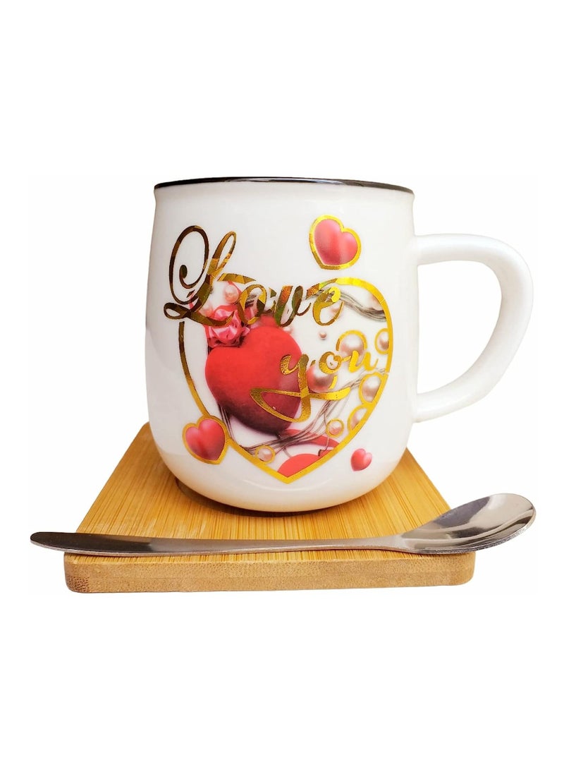 FAM Ceramic Mug With Coaster Pad And Spoon - Image 1