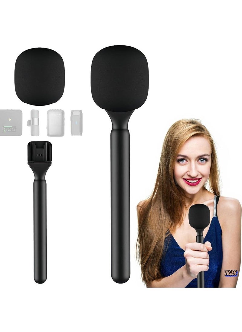 TIGER Title: Universal Interview Handheld Adapter – Stand Holder Wireless Interview Lavalier Microphone Adapter for Wireless GO I/II, Rode Wireless Me/Pro, DJI Mic 1/2 - Image 1