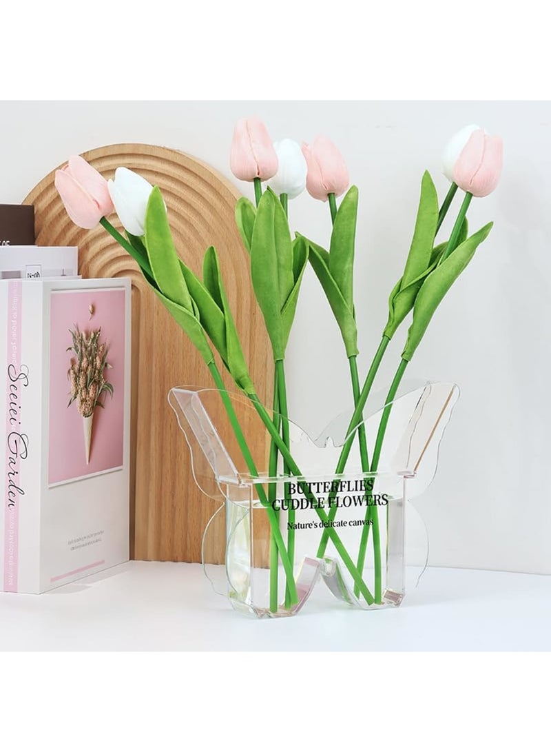 SYOSI Butterfly Shaped Acrylic Flower Vase, Elegant Decorative Clear Vase for Home, Office & Event Décor, Aesthetic Gift for Book Lovers and Women, Unique Shelf or Desk Decor (Clear) - Image 5