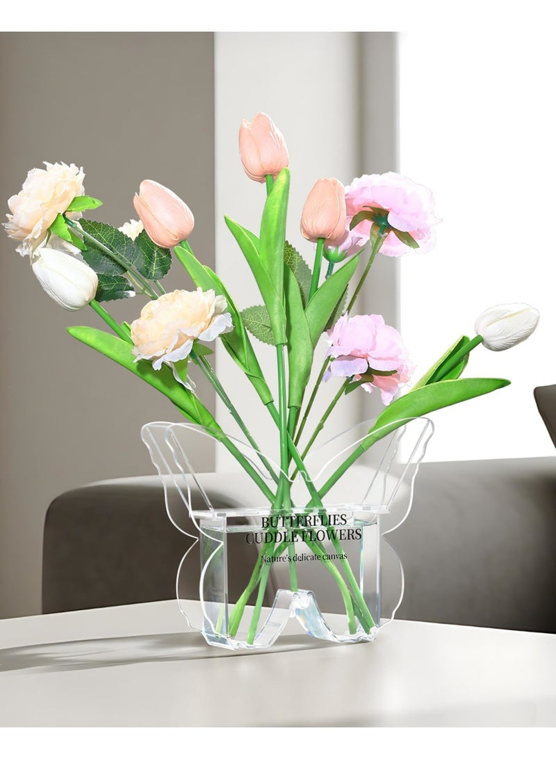 SYOSI Butterfly Shaped Acrylic Flower Vase, Elegant Decorative Clear Vase for Home, Office & Event Décor, Aesthetic Gift for Book Lovers and Women, Unique Shelf or Desk Decor (Clear) - Image 1