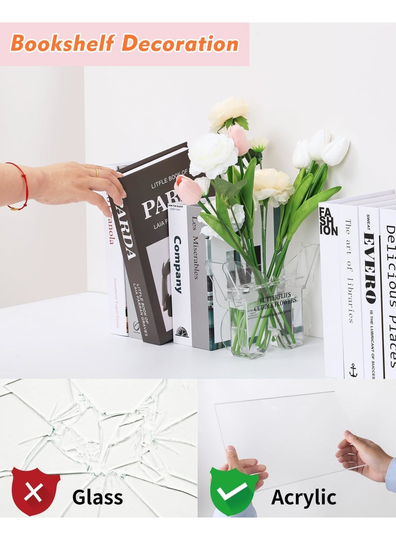 SYOSI Butterfly Shaped Acrylic Flower Vase, Elegant Decorative Clear Vase for Home, Office & Event Décor, Aesthetic Gift for Book Lovers and Women, Unique Shelf or Desk Decor (Clear) - Image 4
