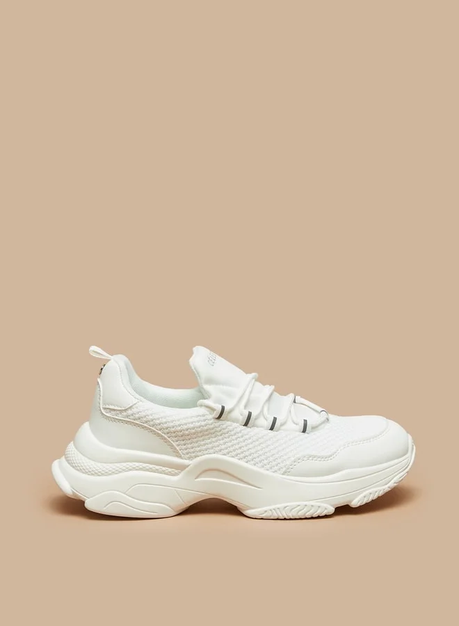 Celeste Women's Monotone Sneakers with Chunky Sole and Lace-Up Closure