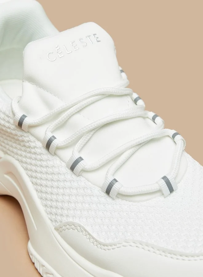 Celeste Women's Monotone Sneakers with Chunky Sole and Lace-Up Closure