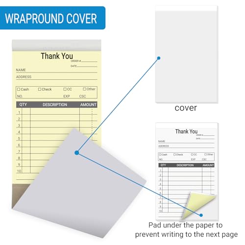suituts 12 Pack Thank You Receipt Book for Small Business, 3.5 x 5.5 Inch, 2 Part Carbonless Sale Order Book, Order Pads Invoice Book 50 Sets Each Pad,Total 600 Sets - Image 4