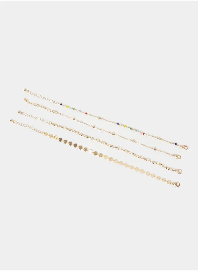 Styli Styli Set of 4 - Link Chain Anklet with Lobster Clasp