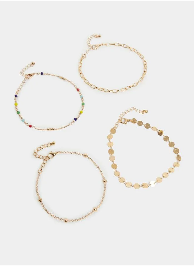 Styli Styli Set of 4 - Link Chain Anklet with Lobster Clasp