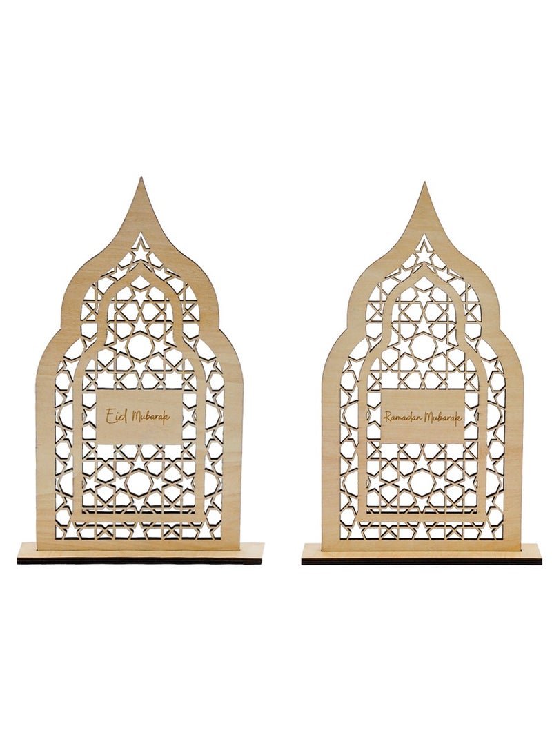 هلالفل إكليل خشبي للأبواب والطاولات من هلال فول رمضان وعيد الفطر - الإنجليزية | قطعة ديكور | لتزيين المنزل | فن حديث | طابع إسلامي - Image 2