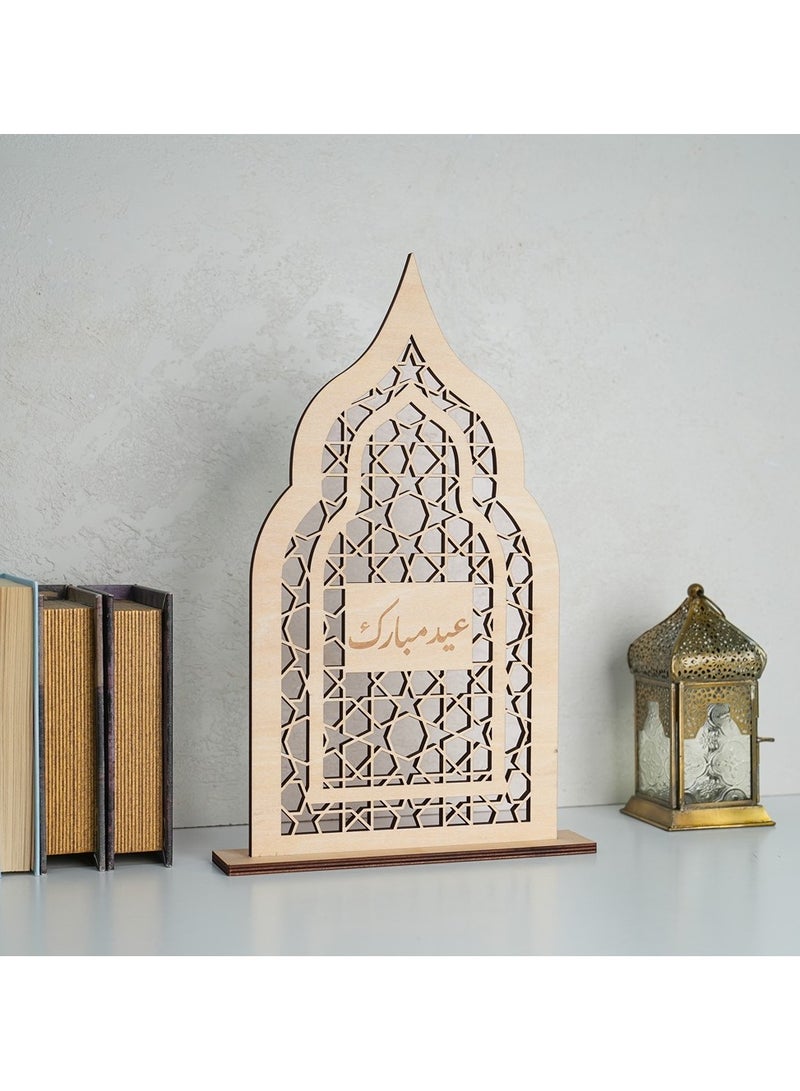 هلالفل إكليل خشبي للأبواب والطاولات من هلال فول رمضان وعيد الفطر - الإنجليزية | قطعة ديكور | لتزيين المنزل | فن حديث | طابع إسلامي - Image 5