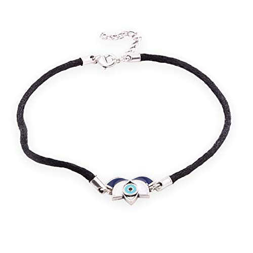 Voylla Oxidised Silver Stylish Brass Enamel Evil Eyes Eye Motif Anklet for Women and Girls - Image 1