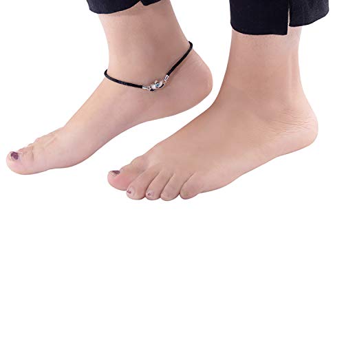 Voylla Oxidised Silver Stylish Brass Enamel Evil Eyes Eye Motif Anklet for Women and Girls - Image 3