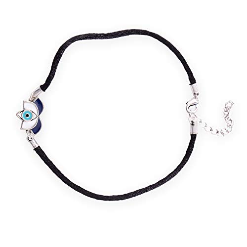 Voylla Oxidised Silver Stylish Brass Enamel Evil Eyes Eye Motif Anklet for Women and Girls - Image 2