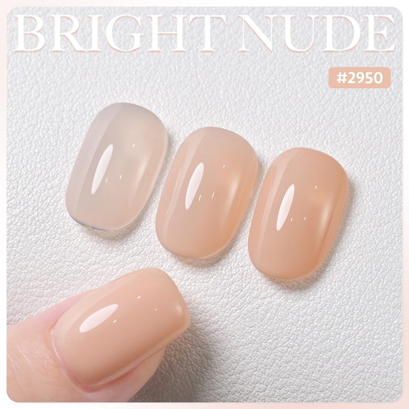 GAOY Nude Jelly Gel Nail Polish, 16ml Sheer Translucent Netural Soak Off Gel Polish, UV Light Cure for Nail Art DIY at Home, 2950 Bright Nude - Image 2