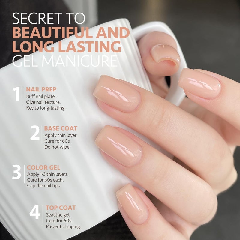 GAOY Nude Jelly Gel Nail Polish, 16ml Sheer Translucent Netural Soak Off Gel Polish, UV Light Cure for Nail Art DIY at Home, 2950 Bright Nude - Image 4
