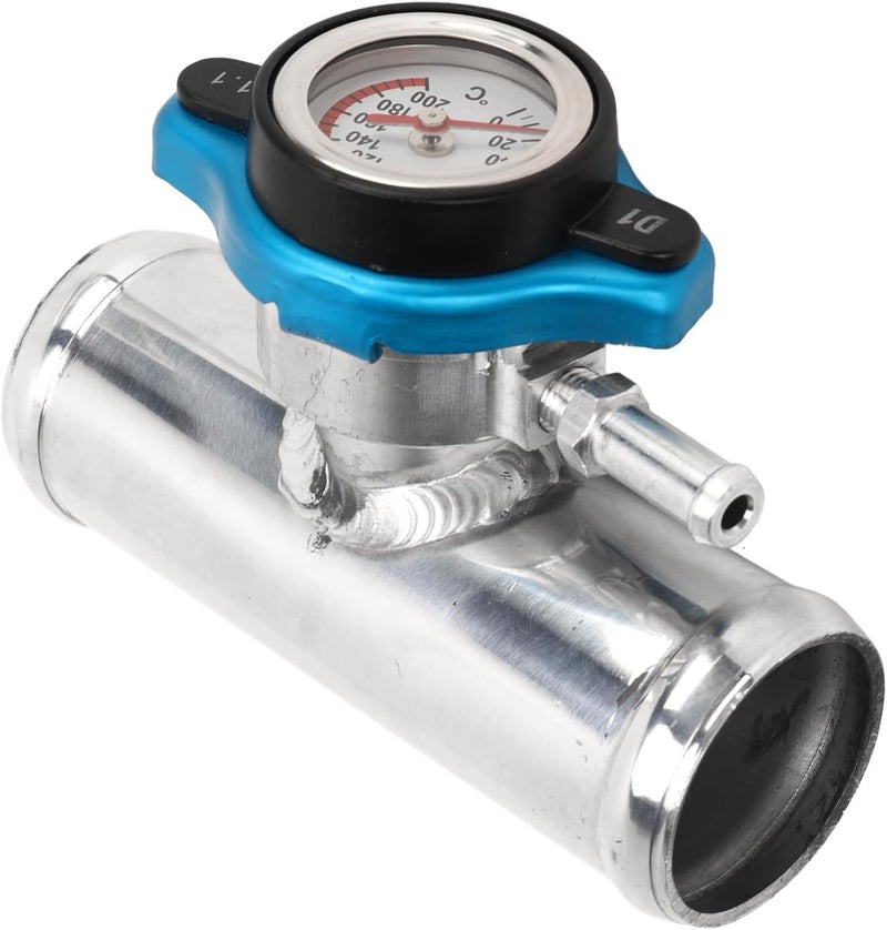 Radiator Inline Filler Neck 38mm 112in OD with Temp Display Cap T6061 Aluminum Polished for Automotive Cooling Systems - Image 2