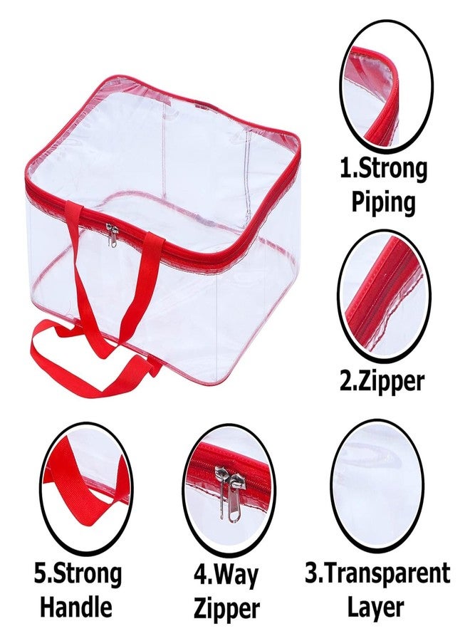 DAMONS Underbed Storage Bag With Transparent Pvc Storage Bag for Saree Covers,Clothes, Lehenga, Blankets, Bedsheets, Toys, Docs Wardrobe Organizer Clear Storage Box Bag Gaments Cover Red Pack of 5 - Image 3