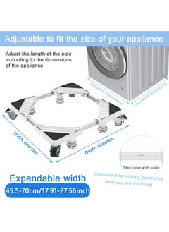 XiuWoo Mini Fridge Stand with 4 Locking Twin Wheels Washing Machine Stand Base 4 Strong Feet Multi-Functional Adjustable Universal Stand Base for Furniture Portable Refrigerator Dryer Stand White  - Image 2