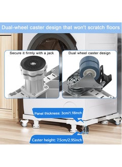XiuWoo Mini Fridge Stand with 4 Locking Twin Wheels Washing Machine Stand Base 4 Strong Feet Multi-Functional Adjustable Universal Stand Base for Furniture Portable Refrigerator Dryer Stand White  - Image 3