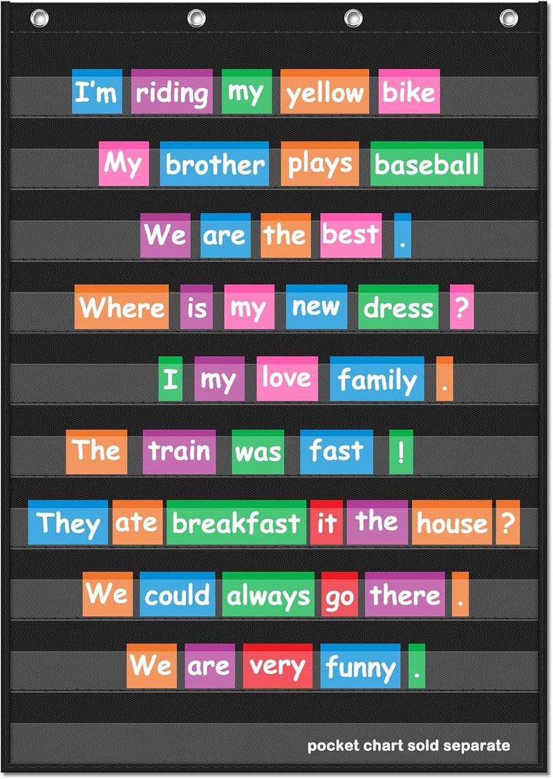 Eamay Standard Pocket Charts, Clear 10 Pocket Chart for Teacher Lessons in a Classroom or Home Use – Fits Standard 3” Sentence Strips and Word Cards, Black - Image 1