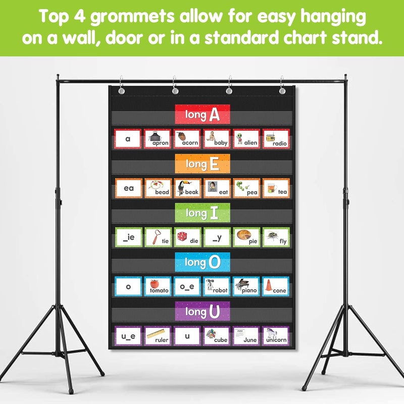 Eamay Standard Pocket Charts, Clear 10 Pocket Chart for Teacher Lessons in a Classroom or Home Use – Fits Standard 3” Sentence Strips and Word Cards, Black - Image 3