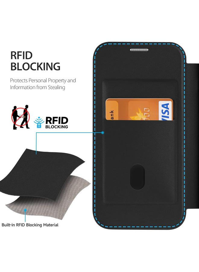 S-TOP Case For iPhone 15 RFID Blocking Adsorption Flip MagSafe Leather Phone Case - Image 5