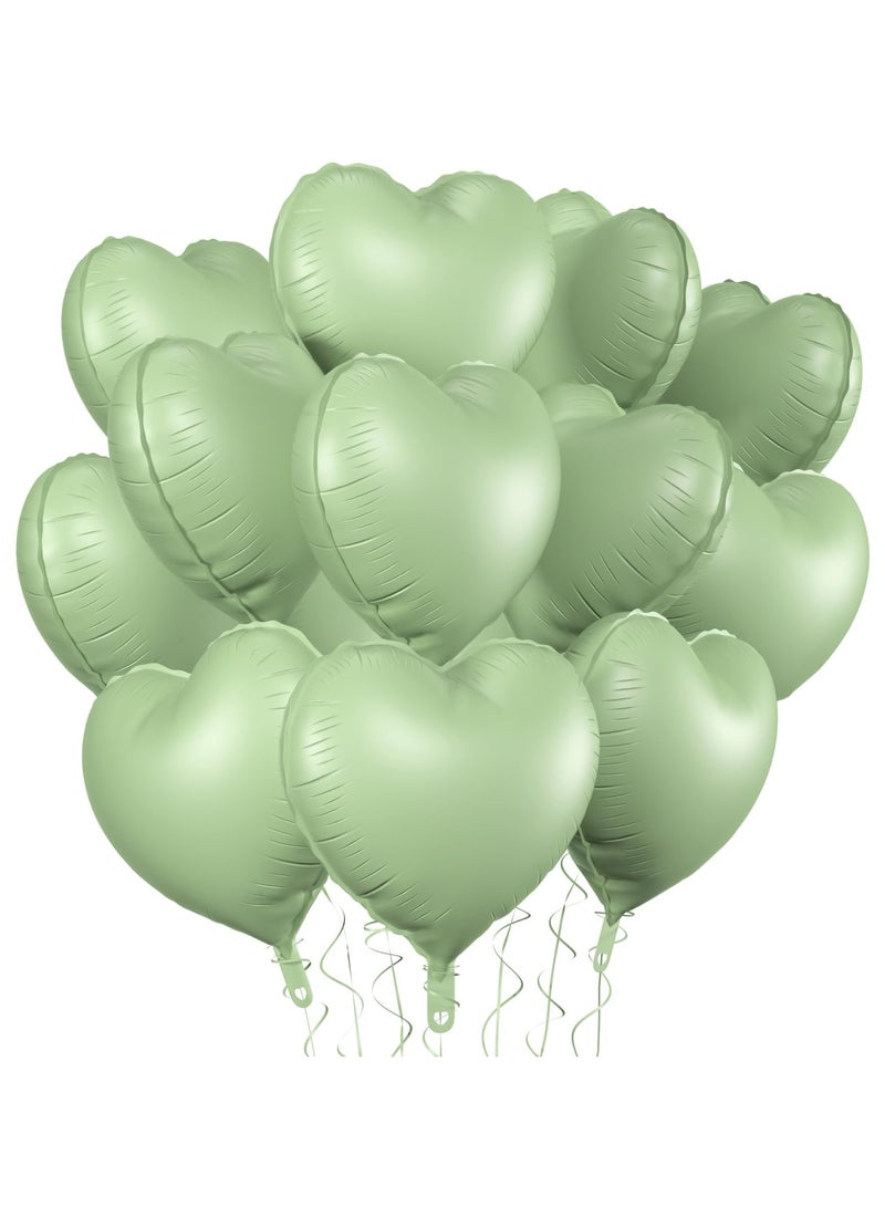 Heart shaped aluminum foil balloons green 20 pcs pack, heart shaped decorative balloons Suitable for birthday, wedding, romantic confession balloons - Image 1