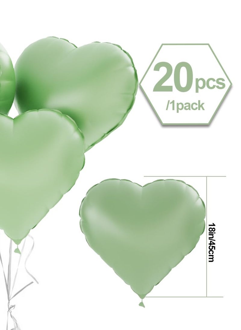 Heart shaped aluminum foil balloons green 20 pcs pack, heart shaped decorative balloons Suitable for birthday, wedding, romantic confession balloons - Image 3
