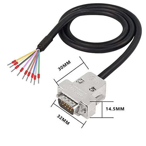 XMSJSIY DB9 Connector Adapter Cable, D-SUB 9Pin RS232 RS485 Serial Port Extension Cable Replacement with Bare Wire 22AWG (DB9 Male) - Image 3