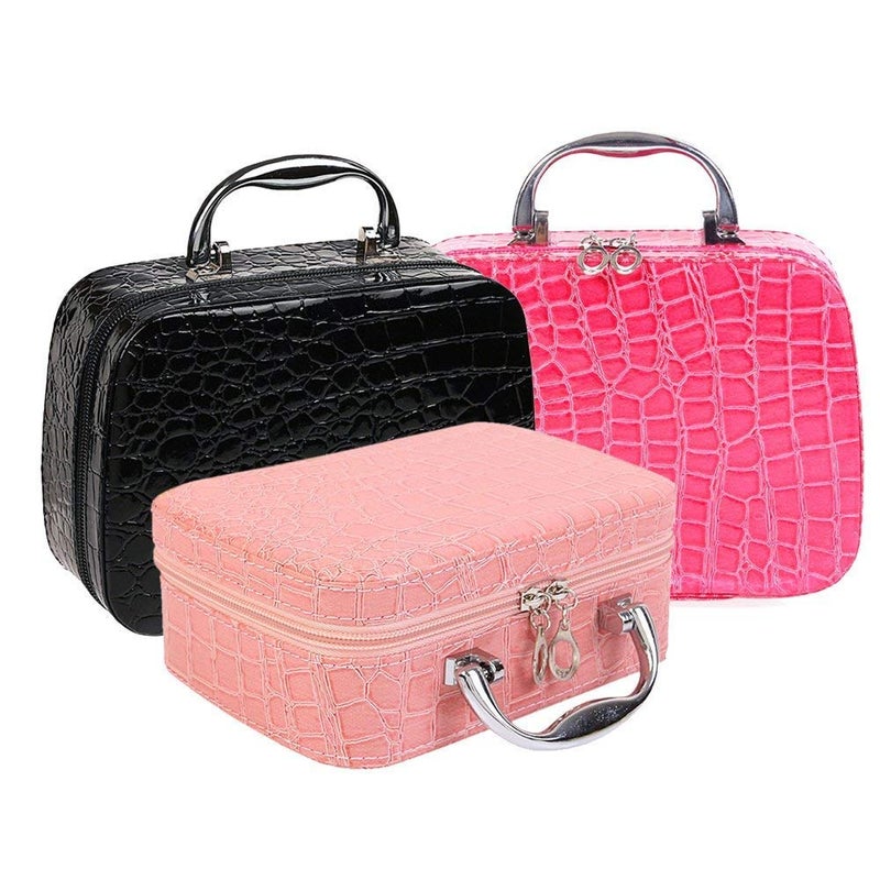 CLOMANA Gabru Multifunction Travel Cosmetic MakeUp Bag with Small Mirror Adjustable Dividers for Cosmetics Makeup Brushes Multicolour - Image 1