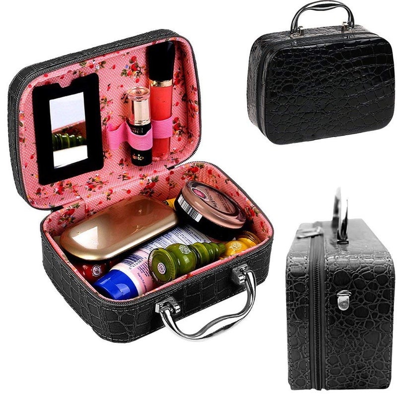 CLOMANA Gabru Multifunction Travel Cosmetic MakeUp Bag with Small Mirror Adjustable Dividers for Cosmetics Makeup Brushes Multicolour - Image 4