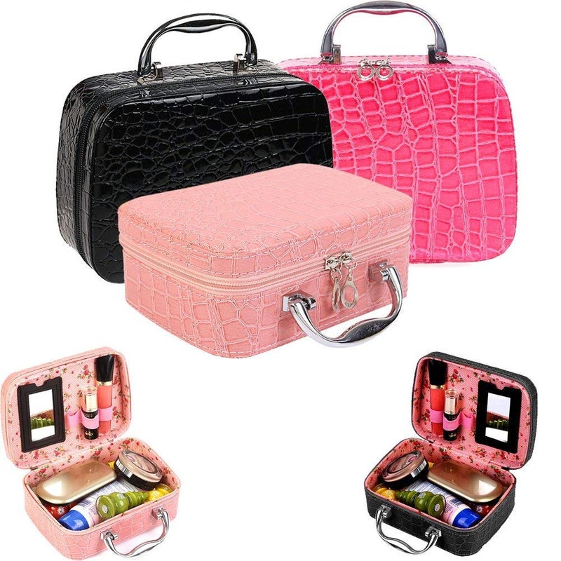 CLOMANA Gabru Multifunction Travel Cosmetic MakeUp Bag with Small Mirror Adjustable Dividers for Cosmetics Makeup Brushes Multicolour - Image 5