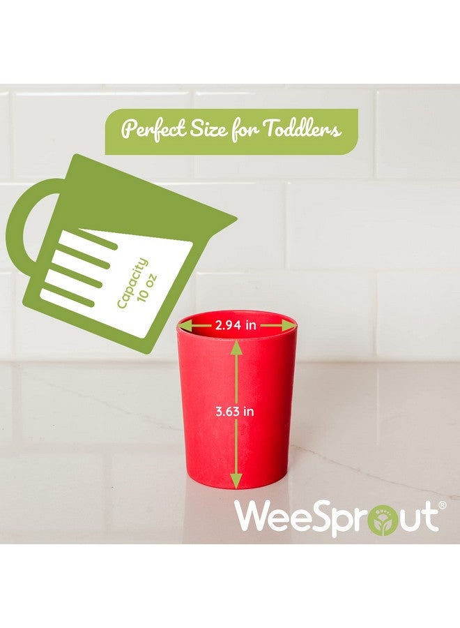 WeeSprout أكواب الأطفال من الخيزران مجموعة 4 قطع (10 أونصة سائلة) عبوة أكواب عضوية وغير بلاستيكية للأطفال الكبار أو الرضع طبيعية - Image 2