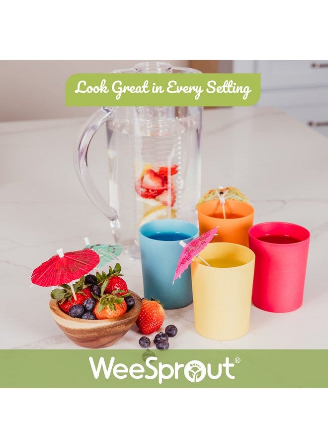 WeeSprout أكواب الأطفال من الخيزران مجموعة 4 قطع (10 أونصة سائلة) عبوة أكواب عضوية وغير بلاستيكية للأطفال الكبار أو الرضع طبيعية - Image 3