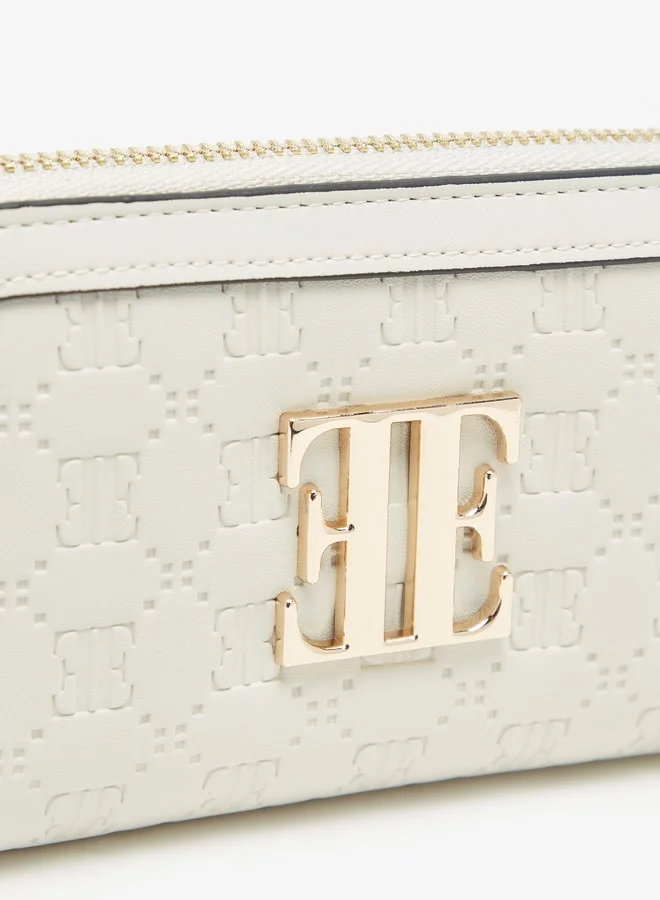 ELLE Women's Embossed Monogram Zip Around Wallet