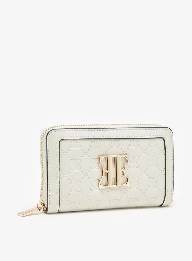 ELLE Women's Embossed Monogram Zip Around Wallet