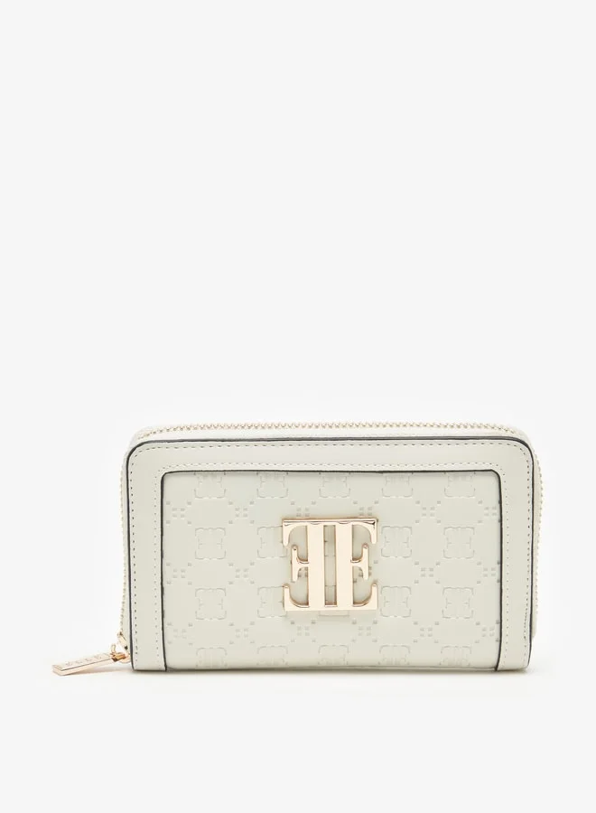 ELLE Women's Embossed Monogram Zip Around Wallet