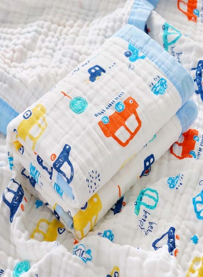 Fabrify Pure Organic Cotton 6 Layer Muslin Blanket for Baby | Ultra-Soft Swaddling Towel for Newborns and Toddlers |110 X110 Cm | 0-3 Years (Fix Design), Pack of 1, Multicolor (Car) - Image 1