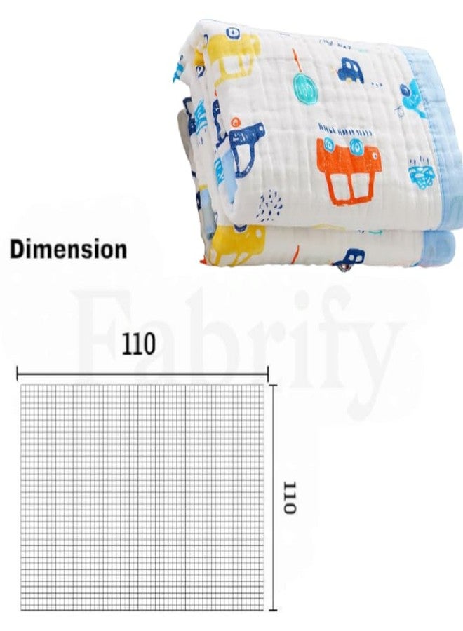 Fabrify Pure Organic Cotton 6 Layer Muslin Blanket for Baby | Ultra-Soft Swaddling Towel for Newborns and Toddlers |110 X110 Cm | 0-3 Years (Fix Design), Pack of 1, Multicolor (Car) - Image 2