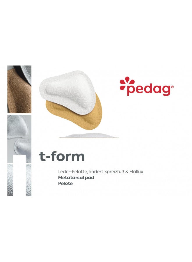 Pedag T-Form | German Made | Metatarsal Foot Pads for Pain Relief | Anatomically Correct | Vegetable Tan Leather | Self Adhesive | White | Size Small, Fits W 5-7 | 1 Pair - Image 2